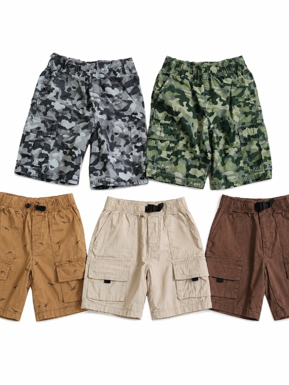 Boys Cargo Shorts Bundle (5 Pairs) Size 7/8 – Camo & Neutral Colors ✨️ 5/$35